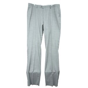Lineage Mens Light Gray Heathered Dress Pants Flat Front W44 Unfinished Hem